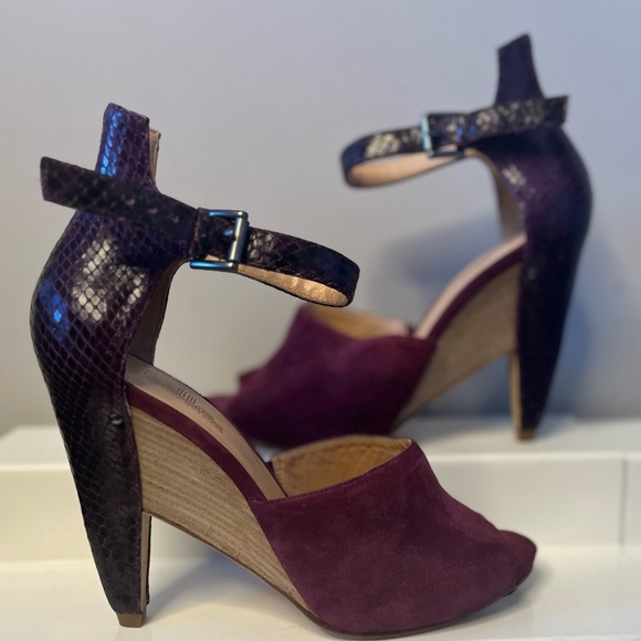 NWT Belle Sigerson Morrison Burgundy Suede Open Toed High Heels !! - Picture 2 of 13